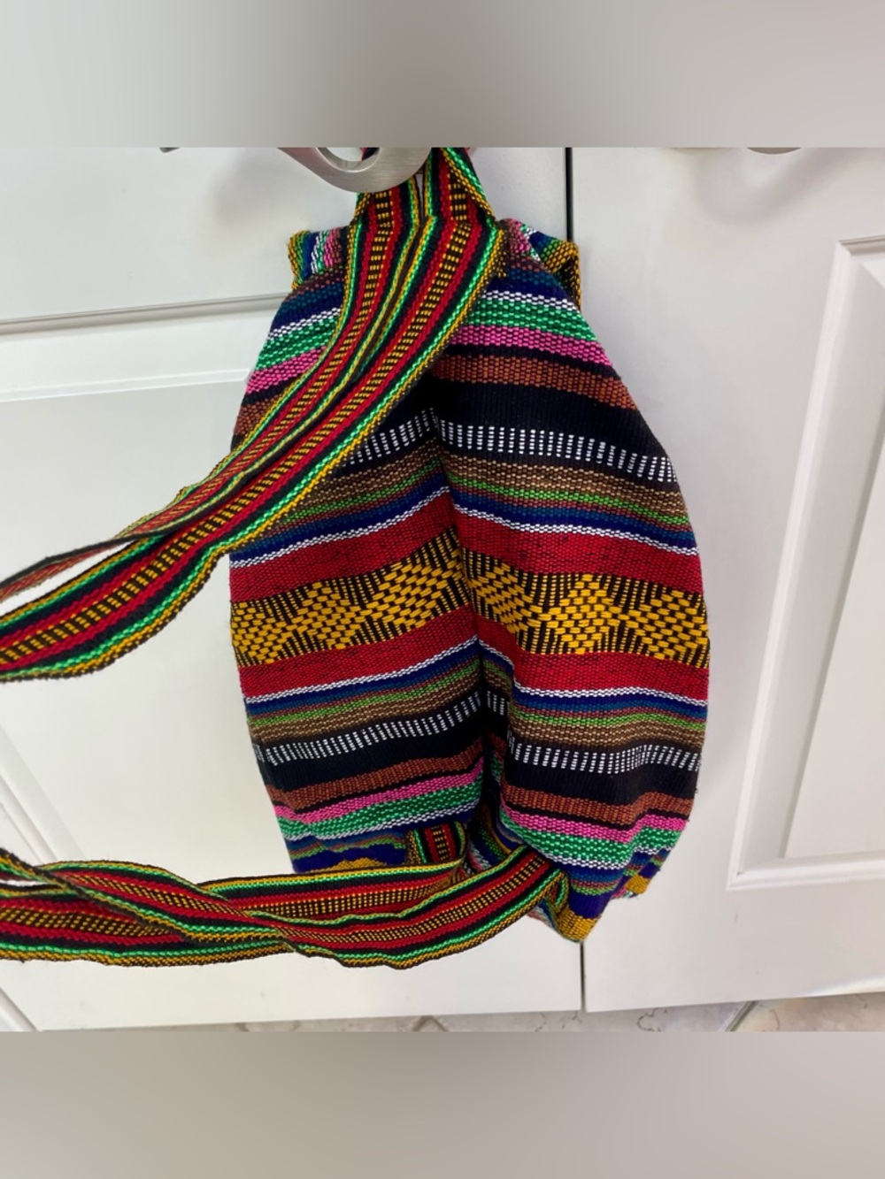 NWOT Artesanias Pinzon Mexican Woven Colorful Blanket Bag Backpack Boho Festival - Picture 4 of 12